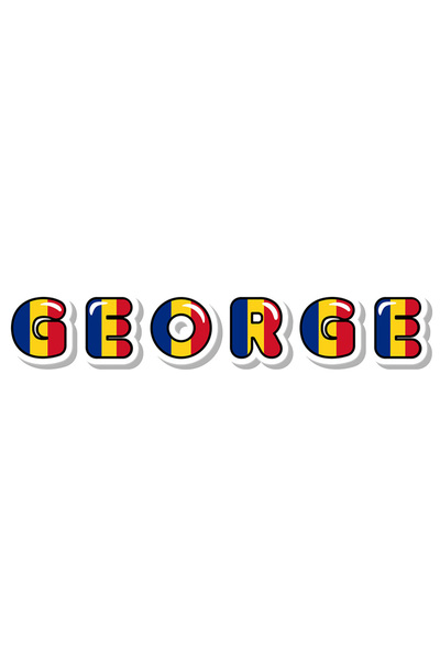 StoryGift Romania Sticker Autocolant 70CM Cu Numele George, Romania, Suporter, Steagul Romaniei, Patriot cu Marg