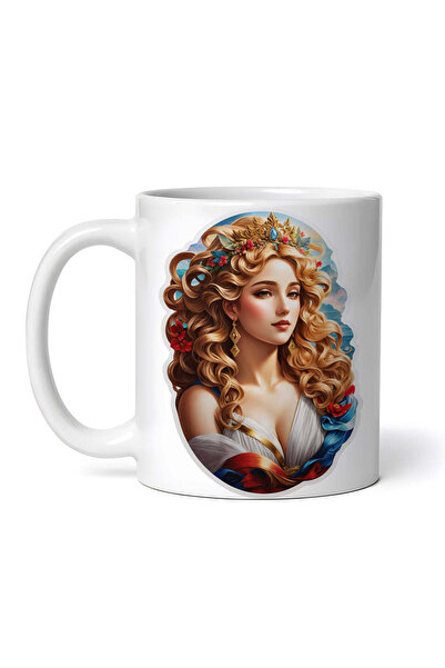 OEM Εξατομικευμένη λευκή κούπα, Ελληνίδα θεά Αφροδίτη με τιάρα, INOVATIX®. 330ml