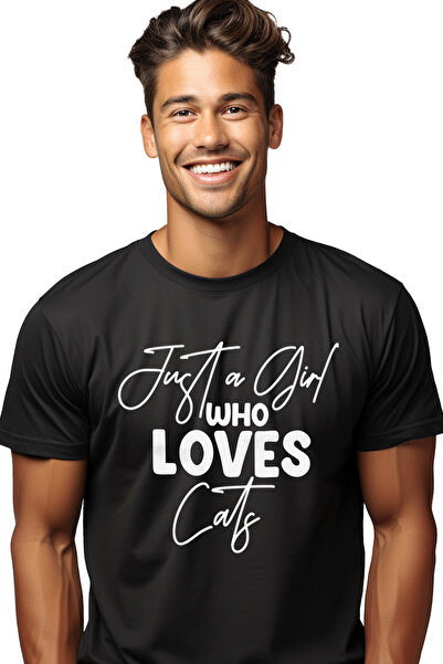 StoryGift Romania Tricou bărbătesc cu mesajul „doar o fată care iubește pisic...