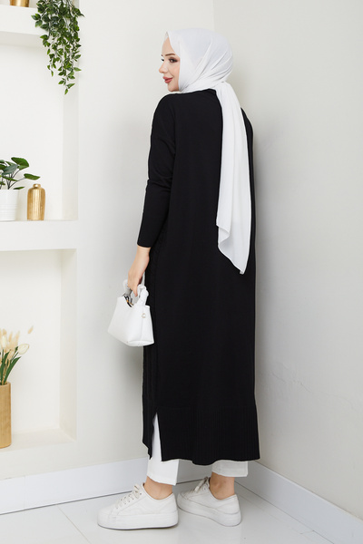 Pamuk Butik Kadın Kazayağı Desenli Merserize Triko Hırka