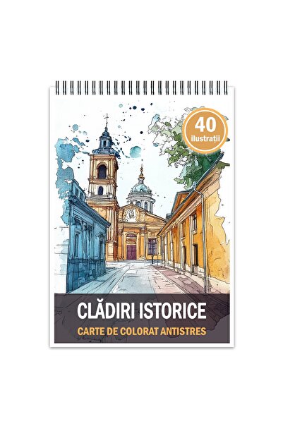 Legendary Gifts Carte de colorat antistres, 40 de ilustrații cu clădiri istorice, format A4