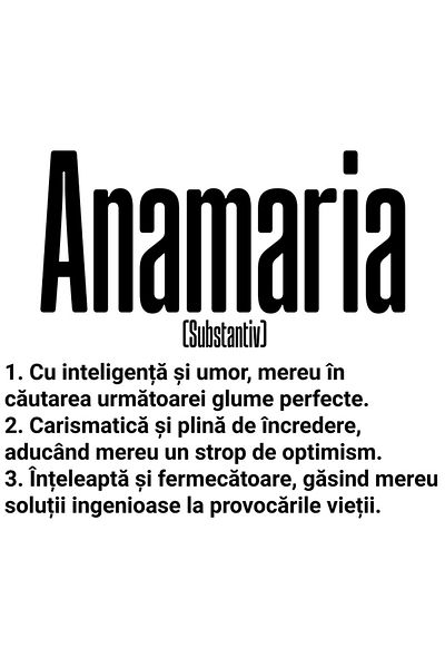 StoryGift Romania Sticker Eticheta 50CM Cu Numele Anamaria, si Mesaj Motivational, Glumeata, Carismatica, Intele