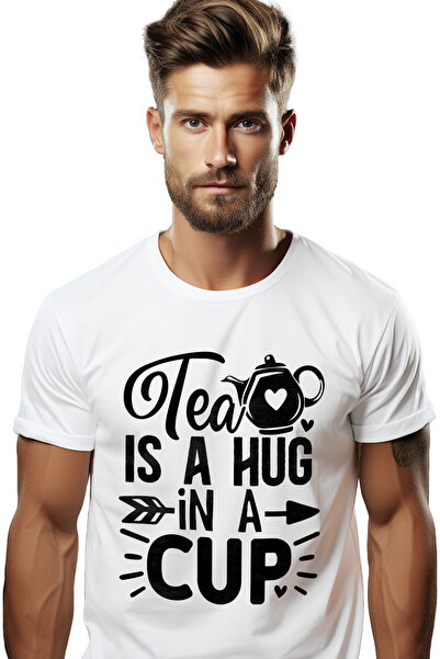 StoryGift Romania Tricou bărbătesc cu textul în engleză „tea Is A Hug In A Cu...