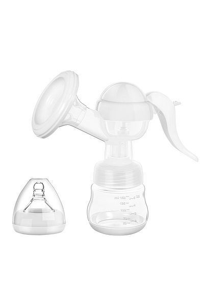 Flippy Pompa Manuală Sân, Portabilă, 150ml, Silicon, Anti-Scurgere și Anti-Reflux, 17x18 cm, Alb