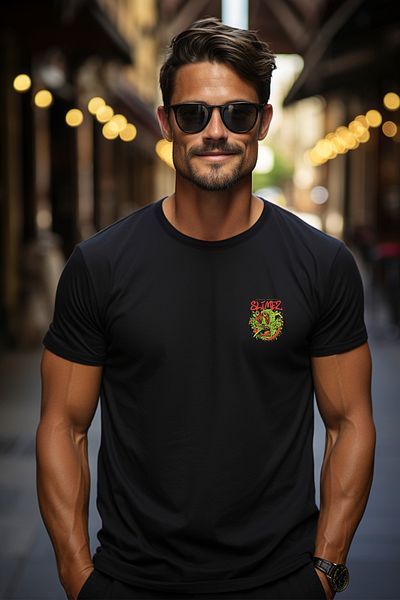 StoryGift Romania Tricou Barbati Cu Slime Verde Infricosator Cu Ochii Iesiti Si Colti Ascutiti, Text In EnglSTG