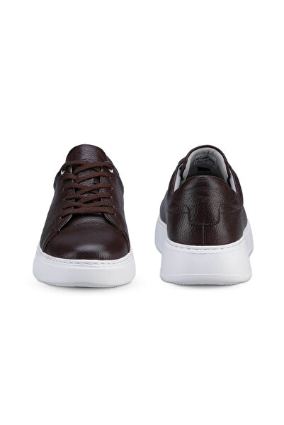 Hatemoğlu Men's Brown 100% Leather Flexible Sole Lace-Up Casual Shoes Sneaker