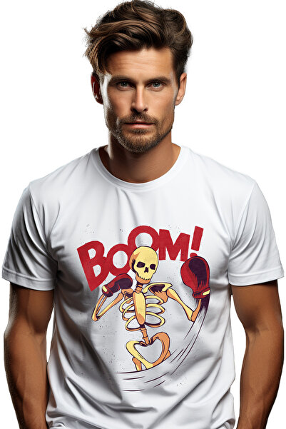 StoryGift Romania Tricou bărbătesc cu schelete umane jucându-se la box, textu...