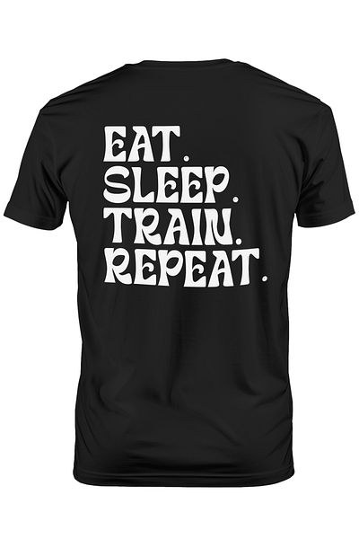 StoryGift Romania Men's T-shirt with the text "Eat. Sleep. Train. Repeat." - eat sleep travel by train STG