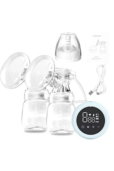 Flippy Pompa Electrică 2 în 1, 2 Sticle 180 ml, USB-C, 1200mAh, 2 Moduri, Albastru Transparent