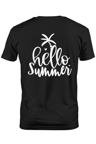 StoryGift Romania Tricou Barbati cu inimioare si palmier cu salutul "Hello, s...