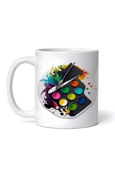 OEM Εξατομικευμένη λευκή κούπα, παλέτα ζωγραφικής με διπλό πινέλο, INOVATIX®....