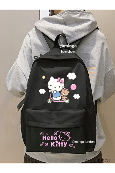 Minga London Negru Hello Kitty Clouds New Season Imprimat pentru școală, curs...