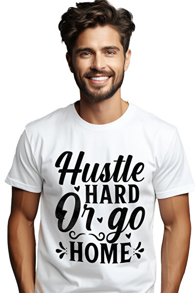 StoryGift Romania Tricou bărbătesc cu mesajul „hustle Hard Or Go Home” - Work...