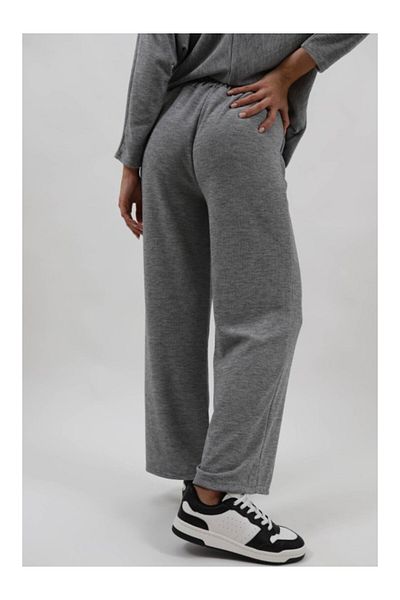 Lamiar LONG PANTS WITH ELASTIC WAIST IN FINE KNIT AGATA UNIQUE WAIST Gray