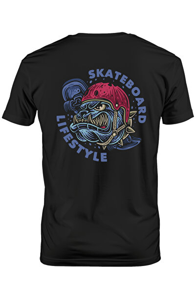 StoryGift Romania Tricou bărbătesc cu mesaj în engleză, stil de viață cu skateboard, cască, câine, guler, cu stg