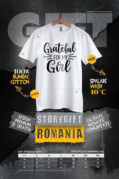 StoryGift Romania Men's T-shirt for a grateful mother for the little girl she has with print on FatSTG
