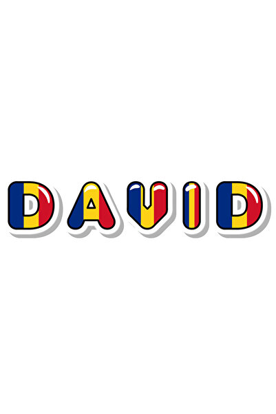 StoryGift Romania Sticker Autocolant 70CM Cu Numele David, Romania, Suporter,...