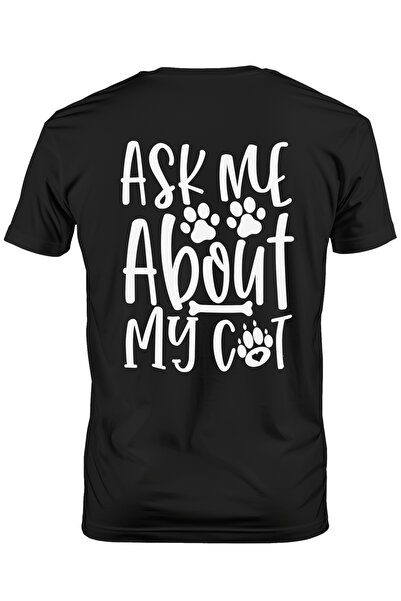 StoryGift Romania Tricou Barbati cu textul "Ask me about my cat" - intreaba-m...