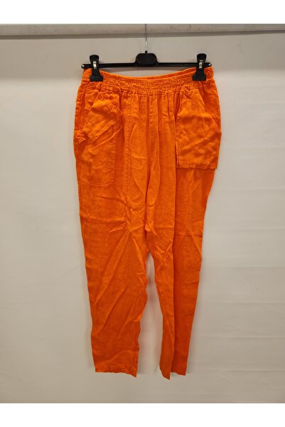 della moor Orange Women's Italian Narrow-Leg Straight-Leg Linen Trousers Size...