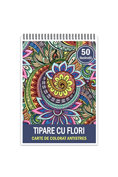 Legendary Gifts Carte de colorat antistres, 50 de ilustrații cu modele florale, format: A4
