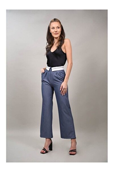 CHANGE OFF PANTALONI FULL LEGHT CU TALIE COMBINATA ESTELLE S Denim