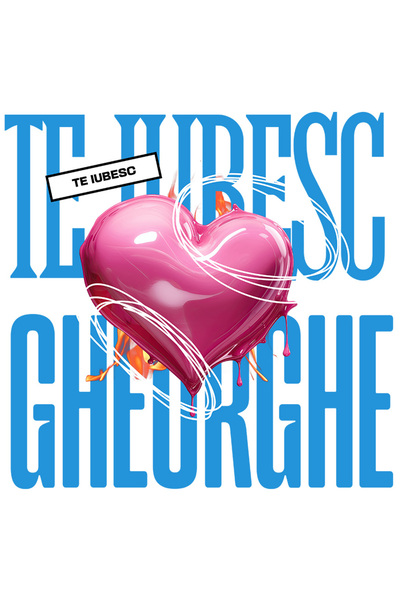 StoryGift Romania Sticker Adeziv 90CM Te Iubesc Gheorghe, Dragoste, Inima, Iu...