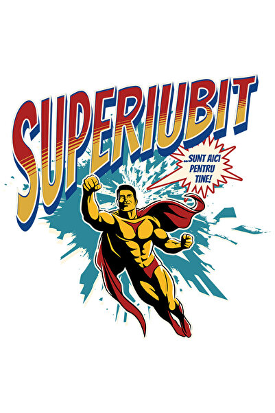 StoryGift Romania Sticker Eticheta 40CM Super Iubit - Super Erou, Sunt Aici P...