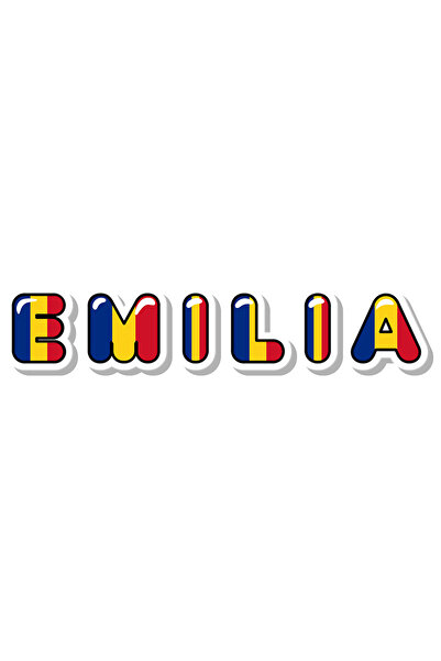 StoryGift Romania Sticker Eticheta 40CM Cu Numele Emilia, Romania, Suporter, ...