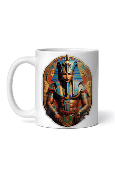 OEM Cană albă personalizată, Zeul Egiptean Khonsu, INOVATIX®. 330ml