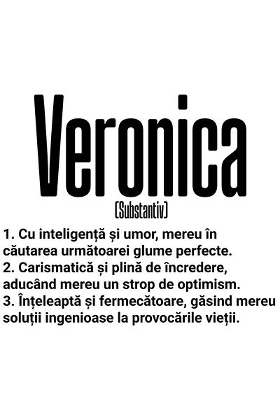 StoryGift Romania Sticker Eticheta 50CM Cu Numele Veronica, si Mesaj Motivational, Glumeata, Carismatica, Intele