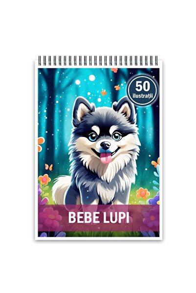 Legendary Gifts Carte de colorat, 50 de ilustrații, pui de lup, 106 pagini