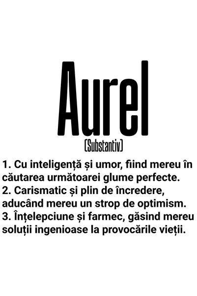 StoryGift Romania Sticker Eticheta 50CM Cu Numele Aurel, Inteligenta, Umor, C...