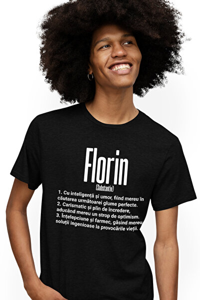StoryGift Romania Tricou bărbătesc cu nume Florin, Inteligență, Umor, Carisma...
