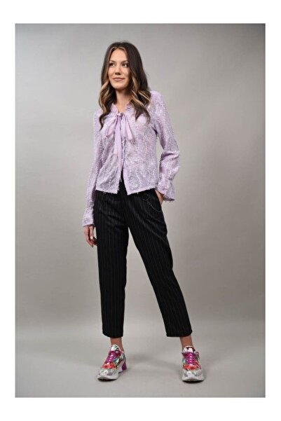 Caspiche PANTALONI STIL BARBATESC CU DUNGI CAMINO TALIE UNICA Negru