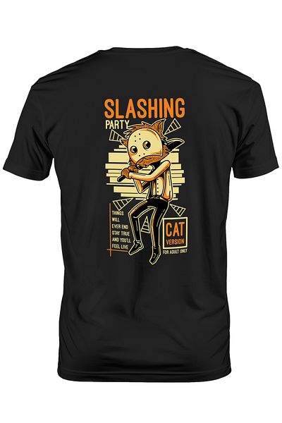StoryGift Romania Men's T-Shirt With Orange Cat Costumed With Mask And Baseball Bat, Text In English Stg