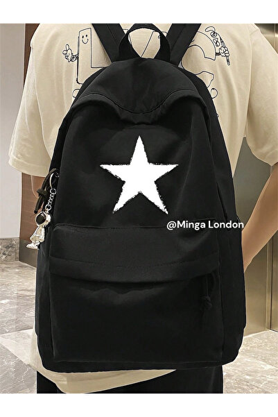 Minga London Μαύρο Λευκό Αστέρι Νέας Σεζόν Εκτυπωμένο Σχολείο, Μαθήματα, Σακί...