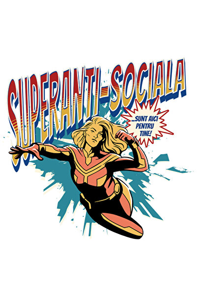 StoryGift Romania Sticker Autocolant 70CM Super AntiSocila SuperErou Sunt Aic...