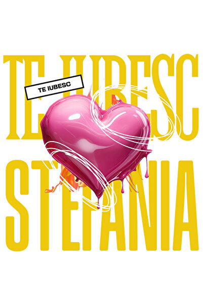 StoryGift Romania Sticker Autocolant 70CM Te Iubesc Stefania, Dragoste, Inima, Iubire, Sfantul Valentin, Dragobe