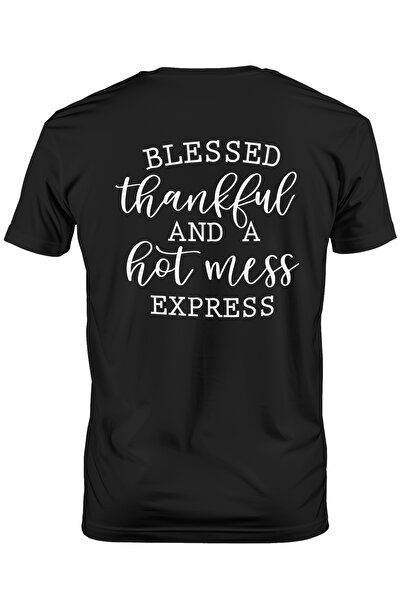 StoryGift Romania Tricou bărbătesc cu mesajul în engleză „blessed, Thankful A...