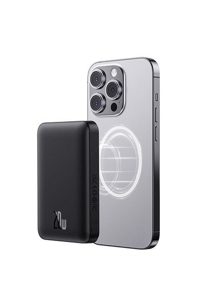 Baseus External Battery, Magnetic, Fast Charging, MagSafe, USB-C, 10000mAh, 20W, Magnetic Mini, Black