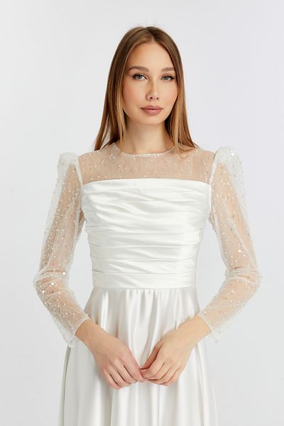 Asees Βραδινό φόρεμα και φόρεμα αποφοίτησης Draped Pearl Beading Satin Γυναικείο βραδινό φόρεμα