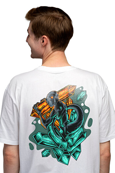 StoryGift Romania Tricou bărbătesc cu extraterestru, cristale de reptile, ști...