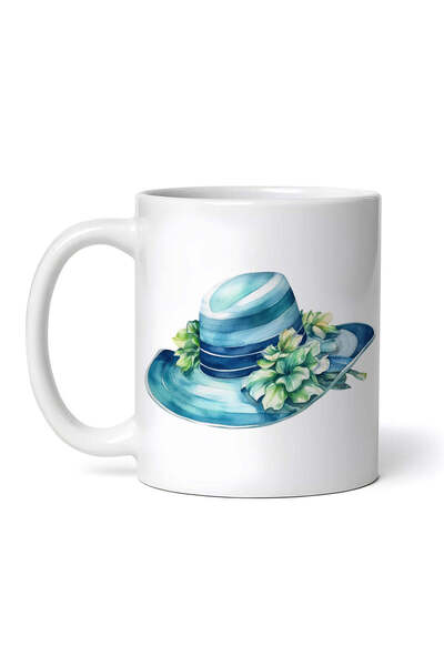 OEM Εξατομικευμένη λευκή κούπα, Καπέλο με λουλούδια, INOVATIX®. 330ml