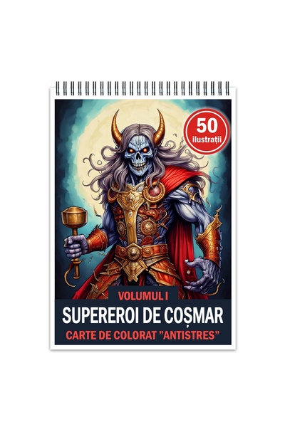 Legendary Gifts Carte de colorat antistres, 50 de ilustrații Supereroi de coș...