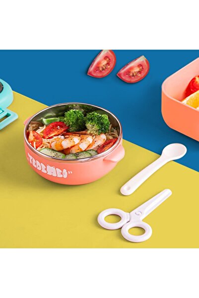 dalip Children's Lunch Box, 750 ml, Two Compartments, Spoon & Scissors, Leak-Resistant, Pink