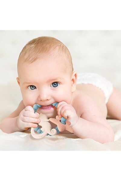 Flippy Baby Teether Bracelet, Seahorse & Starfish Design, Silicone, BPA-free, +3 months, Blue
