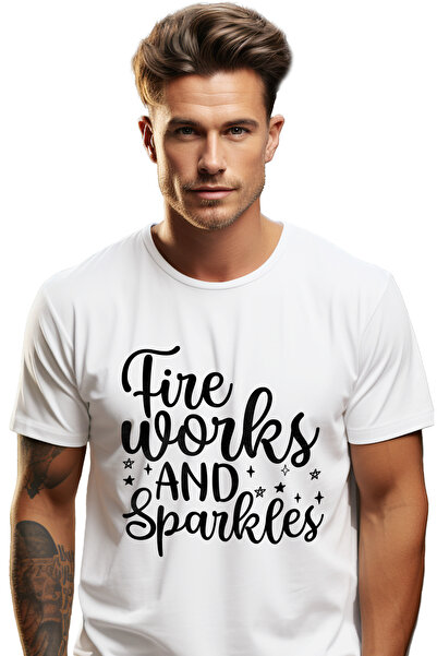 StoryGift Romania Tricou Barbati cu stelute si mesajul "Fireworks and sparkle...