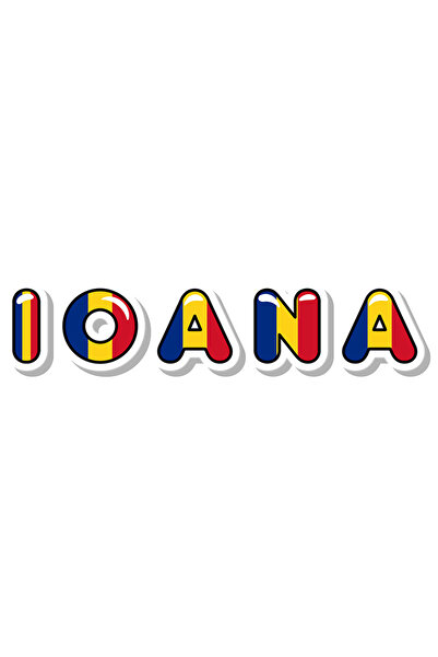 StoryGift Romania Sticker Autocolant 70CM Cu Numele Ioana, Romania, Suporter,...