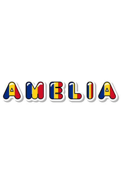 StoryGift Romania Sticker Autocolant 70CM Cu Numele Amelia, Romania, Suporter...