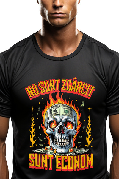 StoryGift Romania Tricou Barbati Craniu in falcari text nu sunt zagarcit econ...
